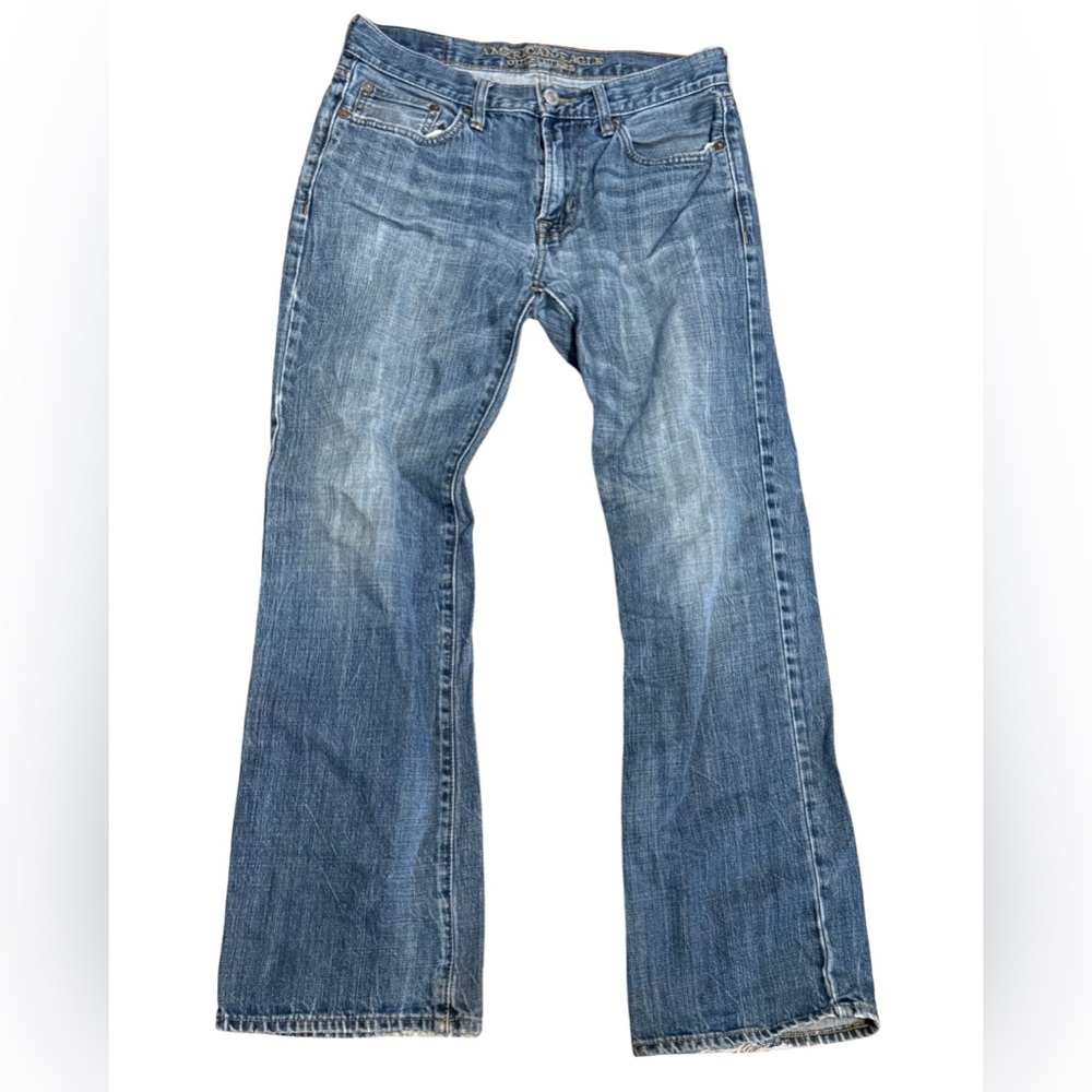 American Eagle Men’s Straight Leg Jeans 29x30 Distressed Y2K Medium Wash